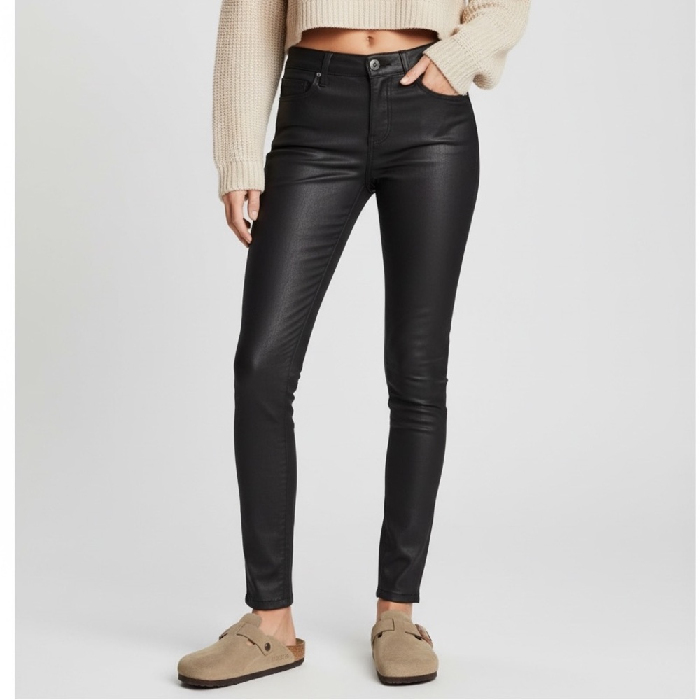 Eileen Fisher Black Skinny Coated Jeans